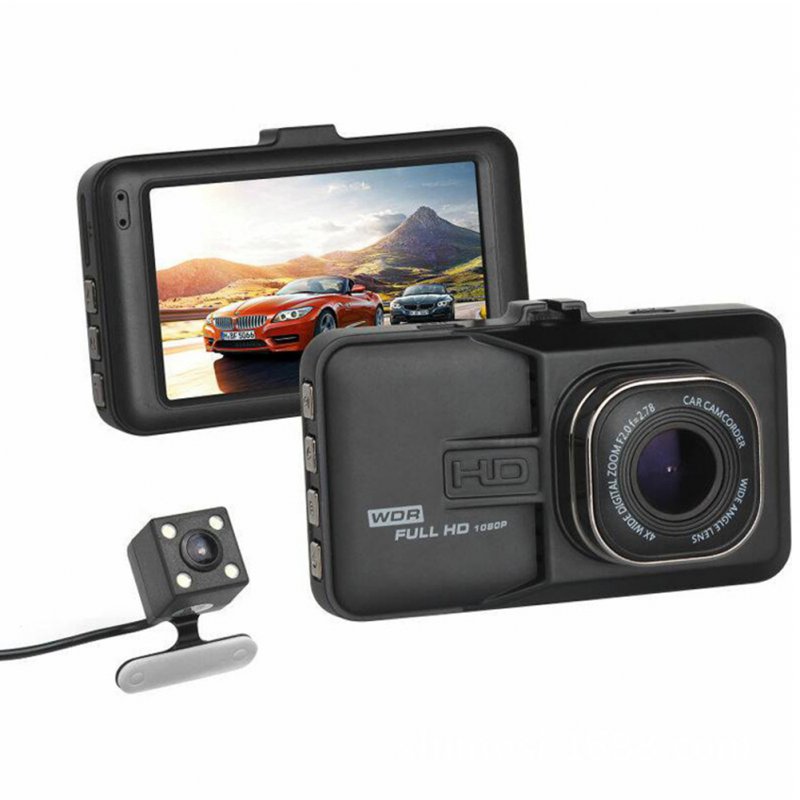 3 Inch 1080p Large-size Screen Monitors Car Driving Recorder Dashcam Infrared Night Vision Double Record Dual lens HD