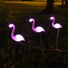 3 LEDs Solar power Garden Light Flamingo Lawn Lamp Waterproof Night Light for Outdoor Garden Decoration  white light