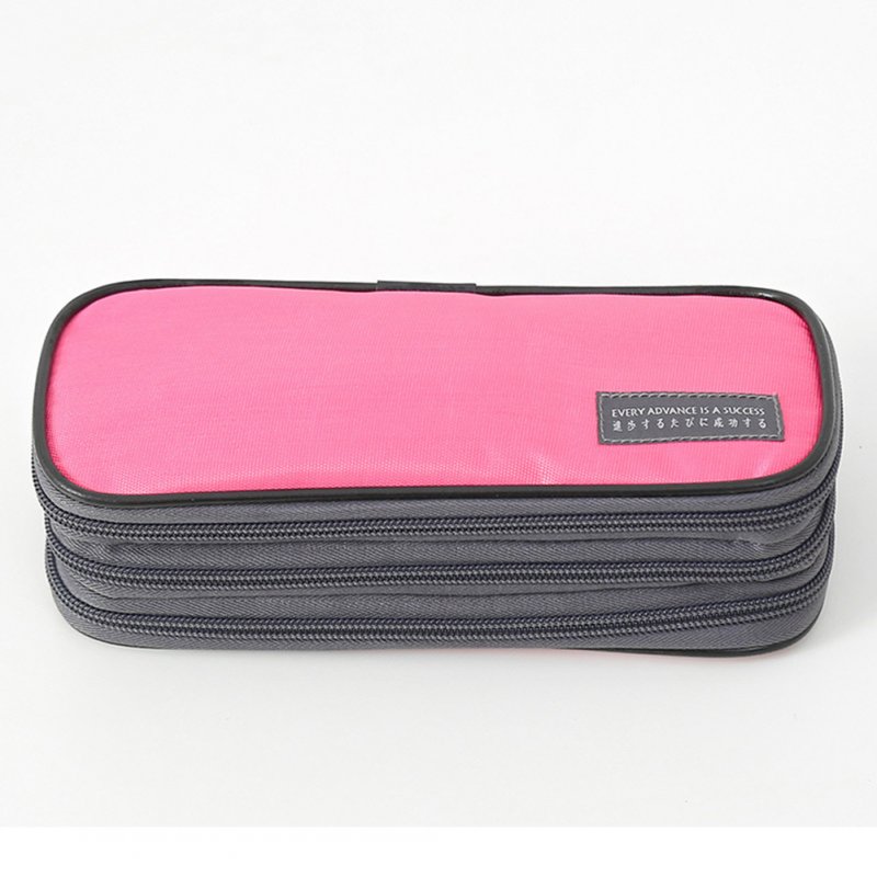 3-Layer Pencil Case Big Capacity Waterproof Zipper Pen Bag Pouch School Stationery Supply Coral pink