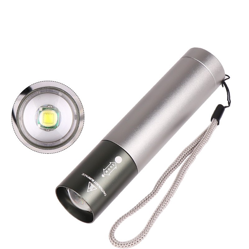 3 Modes Adjustable LED T6 USB Rechargeable Flashlight for Outdoor gray_Model 1463-T6