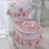 3 PCS Flannel Cashmere Lace Printed Home Decoration Water Tank Cover Toilet Cover Seat Toilet Seat Pink Three piece suit