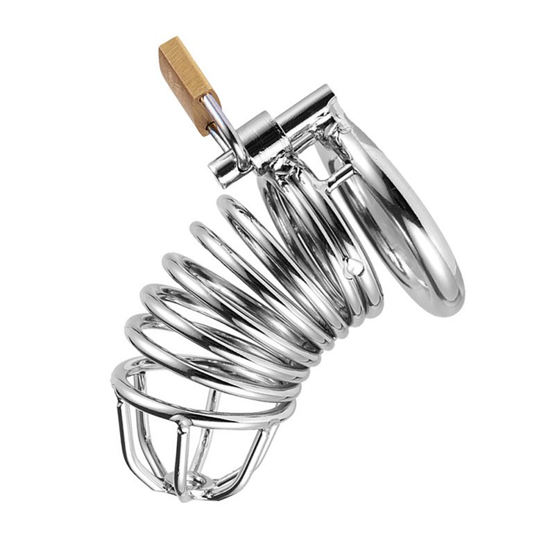 Wholesale 3 PCS Male Chastity Cage Lightweight Cock Cage Device Sex Toys  Cock Rings With Lock For Male Men Penis Exercise Set/silver with 5.0 snap  ring From China
