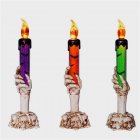 3 Pack Halloween Skull Candle Holder Light Skeleton Ghost Hand Flameless Candle Lamp For Party Bar Decoration Lamp (green, orange, purple)