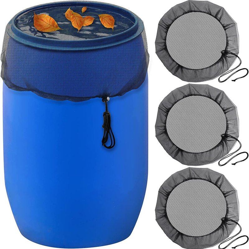 3 Pack Mesh Cover For Rain Barrels With Drawstring Outdoor Rain Barrel Netting Screen For Preventing Fallen Leaves Debris 95cm