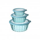 3 Pack Salad Bowls With Lids, Reusable Round Stackable Clear Plastic Sealed Container, Kitchen Food Storage Containers For Cereal Oatmeal Food Fruits blue