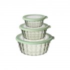 3 Pack Salad Bowls With Lids, Reusable Round Stackable Clear Plastic Sealed Container, Kitchen Food Storage Containers For Cereal Oatmeal Food Fruits green