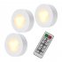 3 Packed LED Puck Lights Remote Controlled Closet Lights Super Bright Round Shape Battery Powered Dimmable Light