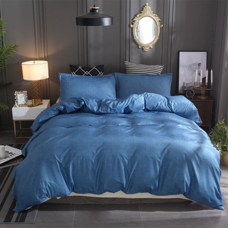 3  Pcs/set Bedding  Article Polyester Fiber Cotton And Linen Solid Color Duvet  Cover+  Pillow  Cover