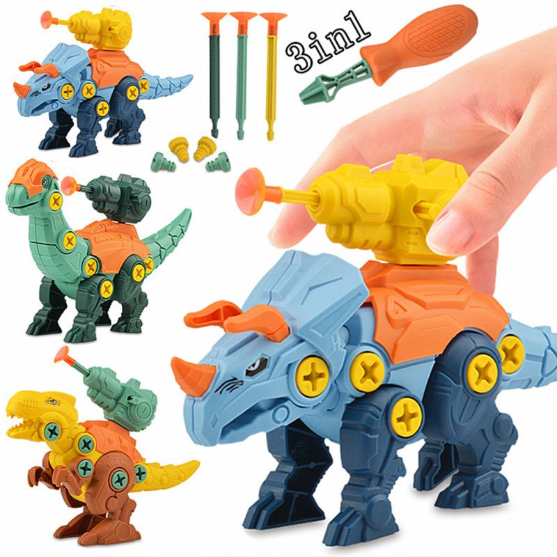 3 Pcs/set Funny Diy Puzzle Toys Children Dinosaur  Model 3D Dinosaur Action Figure As shown