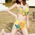 3 Pcs set Women Swimsuit Sexy Slimming Floral Printin Bikini Top  Shorts   Overall yellow l Suitable for 52 5 59 kg