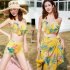 3 Pcs set Women Swimsuit Sexy Slimming Floral Printin Bikini Top  Shorts   Overall pink l Suitable for 52 5 59 kg