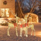 3-Piece 3D Christmas Reindeer Family LED Lighted Glitter Christmas Deer Family Decoration For Yard Patio Lawn Garden Party US Plug 3pcs