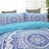 3 Piece Home Duvet Covers Set With 2 Pillow Cases Ultra Soft Breathable Mandala Pattern All Season Bedding Set blue