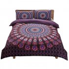 3 Piece Home Duvet Covers Set With 2 Pillow Cases Ultra Soft Breathable Mandala Pattern All Season Bedding Set Purple