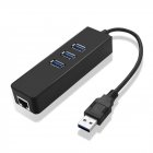 3 Port USB 3 0 Hub With RJ45 10 100 1000 Gigabit Ethernet Adapter Converter LAN Wired USB Network Adapter for Tablets black