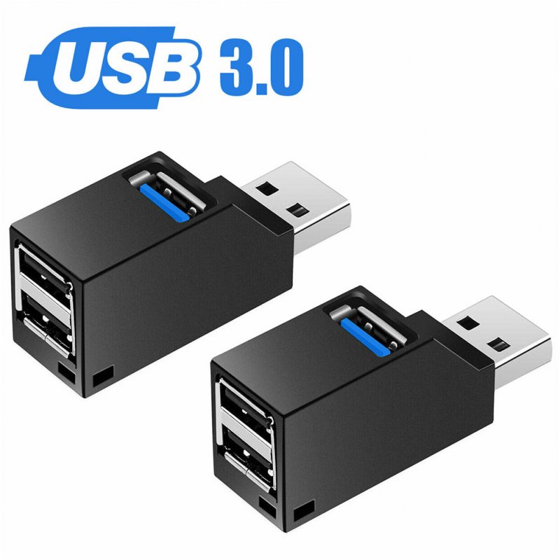 3 Ports USB 2.0/3.0 Mini High Speed Hub Ultra Thin Data Transmission Adapter Black 3.0