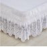 3 Sided Elastic Princess Style Lace Wrapped Drop Bed Skirt Decoration Beige