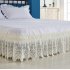 3 Sided Elastic Princess Style Lace Wrapped Drop Bed Skirt Decoration Beige