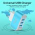 3 USB Charger Led Luminous Mobile Phone Charging Head Smart Multi port USB Charger Blue EU Plug