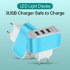 3 USB Charger Led Luminous Mobile Phone Charging Head Smart Multi port USB Charger Black US Plug