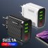 3 Usb Ports Digital Display Mobile Phone Charger 5V 3 1A Travel Fast Quick Charging Adapter US EU Plug White US Plug