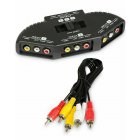 3-Way RCA Switcher Splitter 3 in 1 out RCA Audio Video AV Selector with Cable black