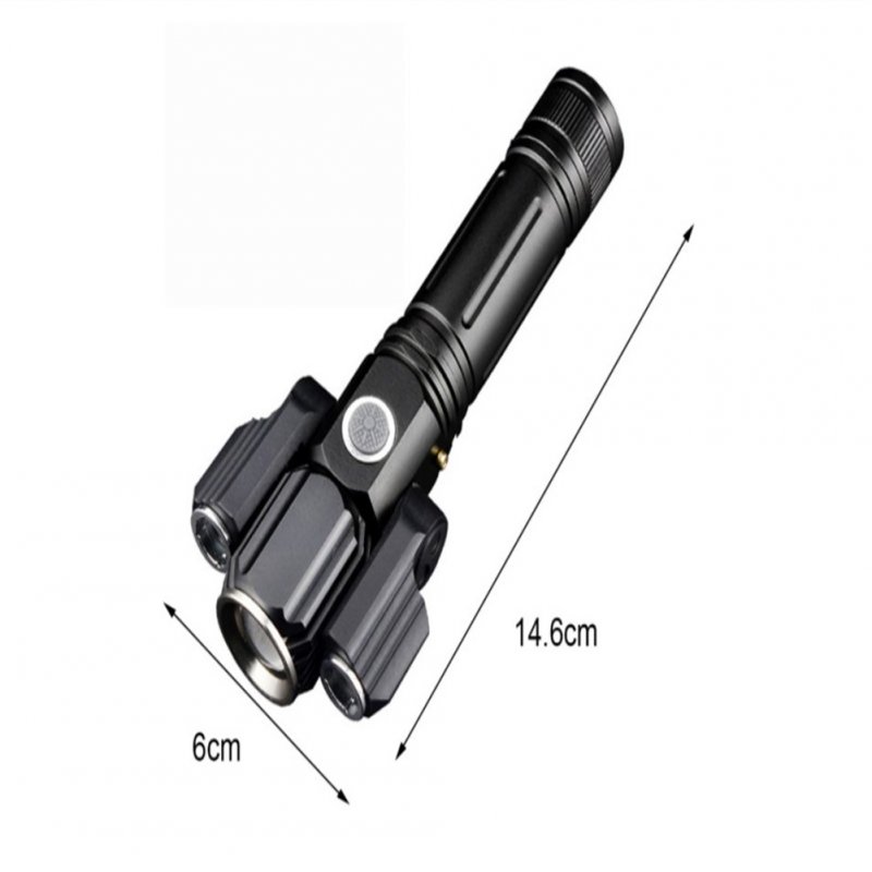 3-head Led  Flashlight For Outdoor Lighting Night Riding Usb Multi-function Flashlight E37 T6 telescopic zoom kit (one power and one USB cable)