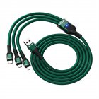 3-in-1 100w Super Fast Charging Cable 6a Braided Extended Data Cable Compatible For Ios Android Type-c green