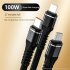 3 in 1 100w Super Fast Charging Cable 6a Braided Extended Data Cable Compatible For Ios Android Type c orange