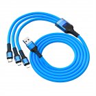 3-in-1 100w Super Fast Charging Cable 6a Braided Extended Data Cable Compatible For Ios Android Type-c blue