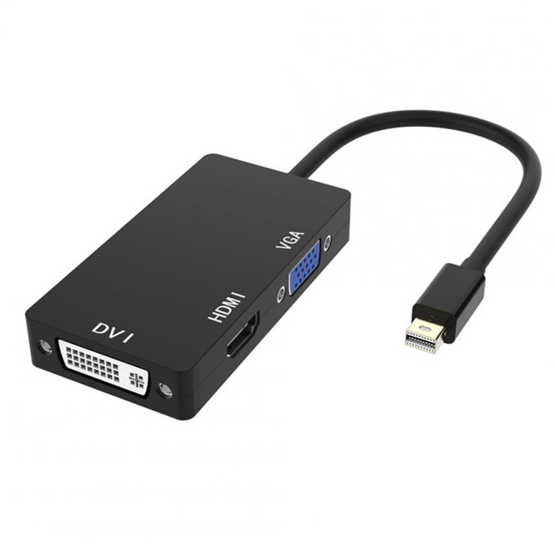 3-in-1 1080P Mini DP Display Port to HDMI DVI VGA 8-pin Adapter Converter Cable black