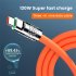 3 in 1 6A 120W Usb Metal Fast Charging Cable 8 pin Charging Cable For Iphone Micro Usb Type C Orange 1 2 meters