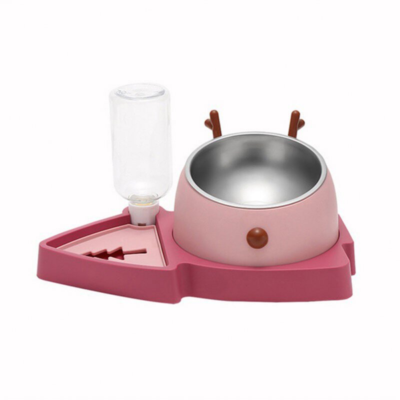 3-in-1 Antler Slow Food Bowl Mouth Automatic Water Dispenser Pet Bowl