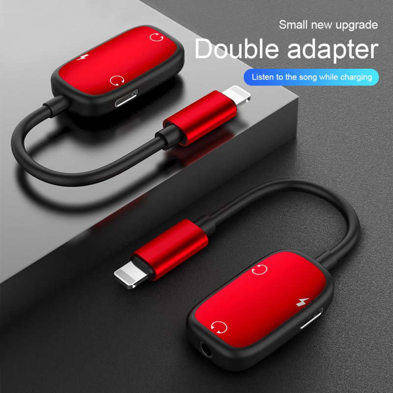 3 in 1 Audio Adapter charging Earphone Cable Jack headset For 8 Pin 3.5 mm To Headphone splitter For iPhone XS X 7 8 plus Aux red