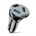 3-in-1 Car Charger 3.0 3-usb Multi-function Fast Charging Adapter With Indicator Light black