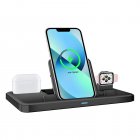3-in-1 Charger Wireless Charging Station Mobile Phone Holder Compatible For Iphone Airpods Iwatch Tablet black