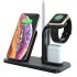 3 in 1 Charging Stand Qi Fast Charging Station Base for iPhone AirPods and Apple Watch White