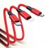 3 in 1 Data Cable Copper Core Nylon Braided Anti stretch Multi port 2a Fast Charge Mobile Phone Charging Cable red