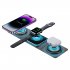 3 in 1 Magnetic Wireless Charging Station Fast Charging Stand with USB Cable Black