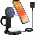 3-in-1 Magnetic  Wireless  Charger  Charging Stand Base Fast Charging Station Compatible With Iphone 13/12 / Pro / Pro Max / Mini Black