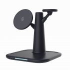 3-in-1 Magnetic Wireless Charger Type-c Interface 360-degree Rotating 15w Fast Charging Station For Headset Watch Phone Black