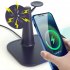 3 in 1 Magnetic Wireless Charger Type c Interface 360 degree Rotating 15w Fast Charging Station For Headset Watch Phone Black