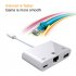3 in 1 Network Card Converter Lighting To Rj45 Adapter Mobile Phone To Network Cable Compatible For Iphone white bag