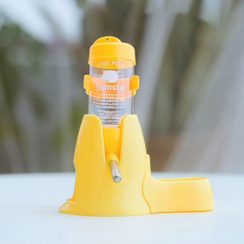 3 in 1 Pet Mute Water Drinking Fountain Bottle for Hamster Guinea Pig Rabbit Chinchilla yellow_80 ml