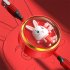 3 in 1 Retractable USB Data Cable Cute Rabbit Decoration Charging Cable for IOS Android Type c Orange