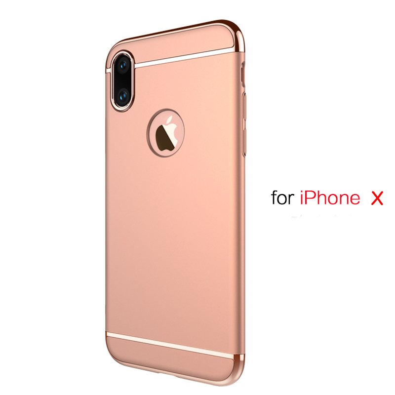 3 in 1 Stitching Stylish Shockproof Ultra Thin Electroplating Non-slip Anti-scratch Protective Case for iPhone X