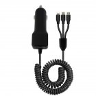 3 in 1 Type C   8 Pin   Mico Charge Cable USB Car Charger black