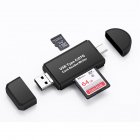 3 in 1 Type C Micro USB OTG to USB 2.0 <span style='color:#F7840C'>Adapter</span> Card Reader High Speed Data Copying Downloading Converter black
