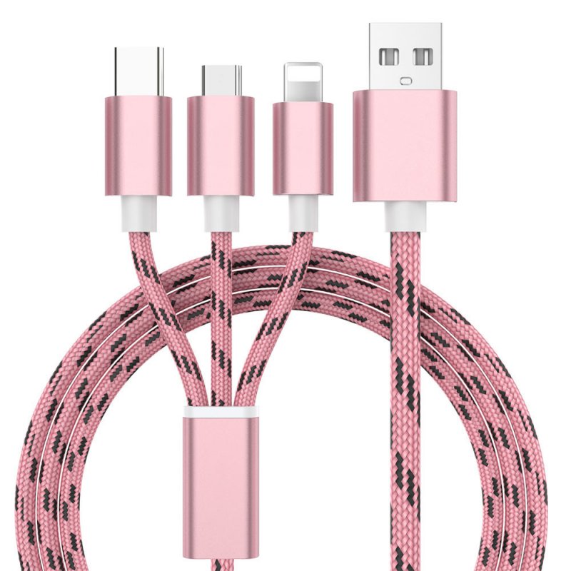3 in 1 USB Fast Charging Cable Rose gold