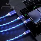 3-in-1 USB to Micro USB Type-C Lighting 2A LED Fast Charging Data <span style='color:#F7840C'>Cable</span> Adapter for Mobile Phones blue